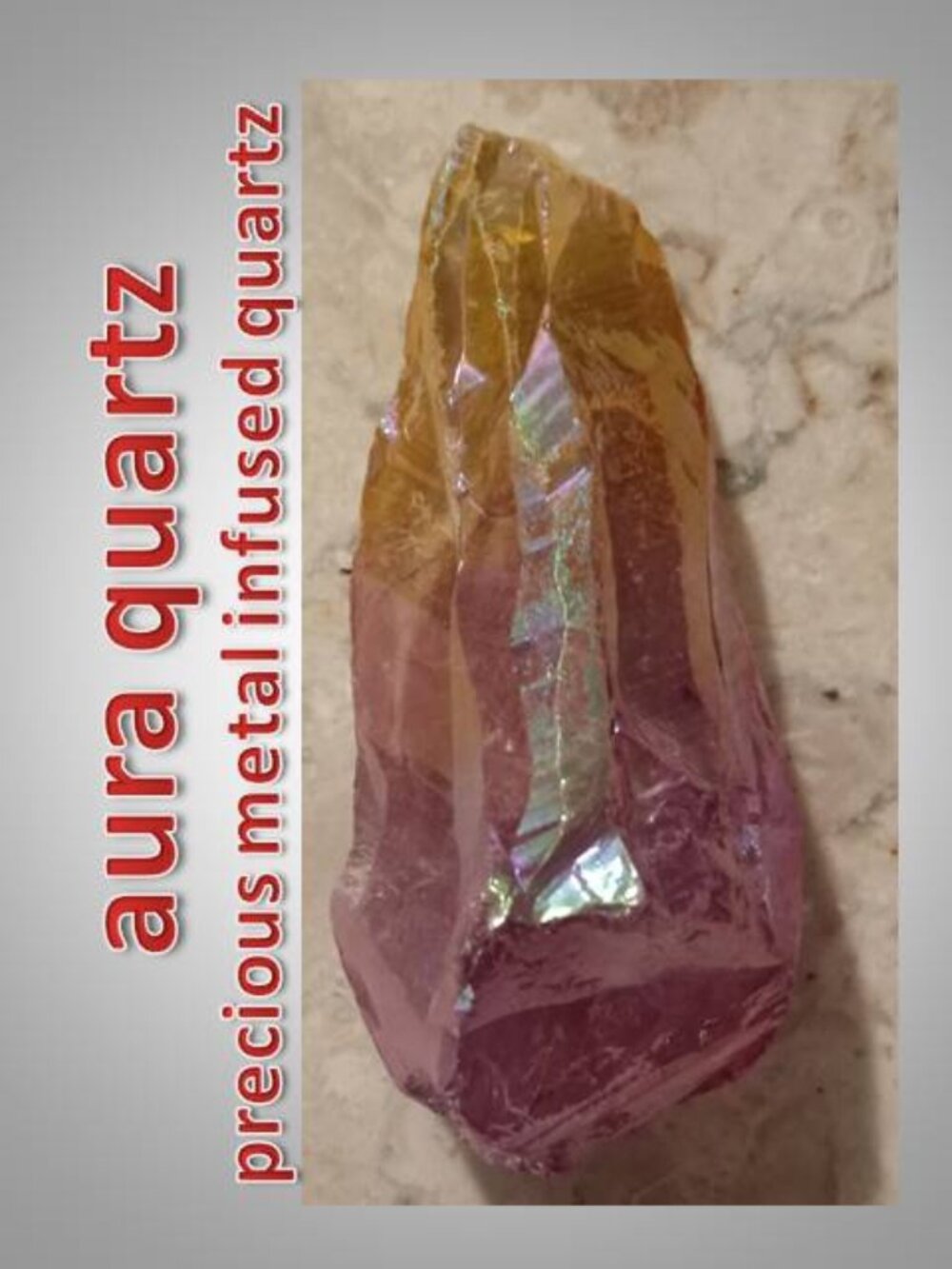 #6 sunshine rose Aura Quartz crystal stone rock point  Chakra Healing Gold